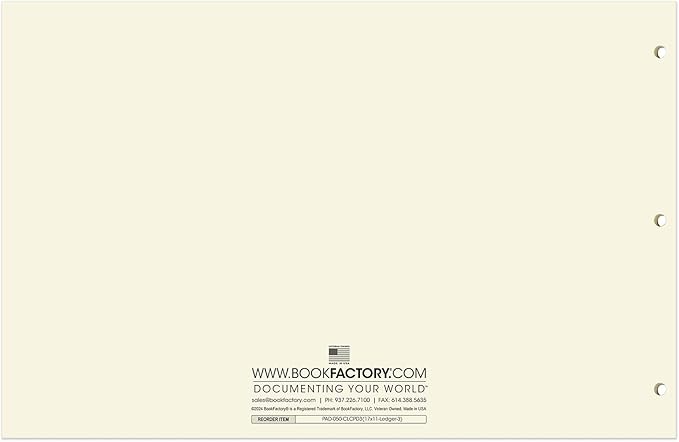 BookFactory Ledger Pad/Large 3 Column Accounting Ledger Columnar (Three Columns) Pads - 17'' x 11'', 50 Pages, Notepad Landscape Format (Made in USA)