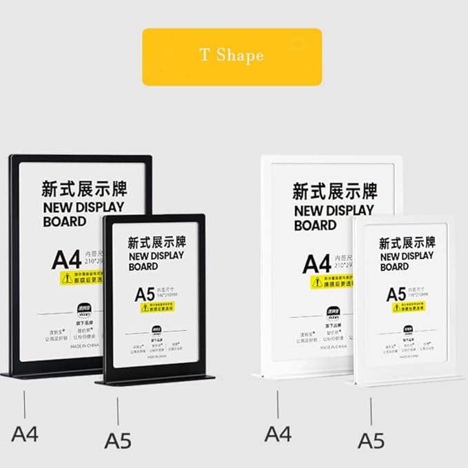 ECKEK Carbon Steel Sign Holder, Slanted Menu Displays, Table Top Sign Stand (L Shape Black A5 148×210mm/ 5.83×8.27 inches)