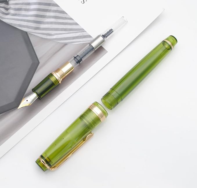 JINHAO 82 Fountain Pen (Transparent Olive Green,Fine Nib 0.5mm)