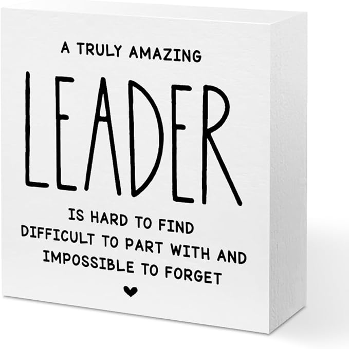 Leader Appreciation Gifts Leadership Gifts, Inspirational Office Decor Wooden Box Sign, Home Farmhouse Table Counter Shelf Desk Decor Accessories, Boss Gifts Thank You Gifts for Coach Manager