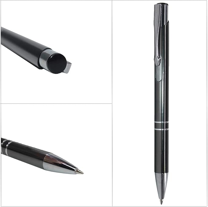 HH-STUDIO CUSTOM 50 Promotional Metal Ballpoint Pen Engraved With Your Logo Company Info or Message