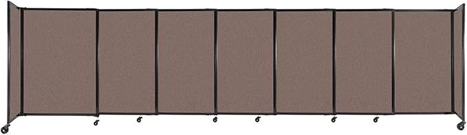 Versare Straightwall Sliding Portable Wall Partition | Freestanding Office Dividers | Locking Wheels | Temporary Room Separator | 15'6'' Wide x 4' Tall Latte Fabric Panels