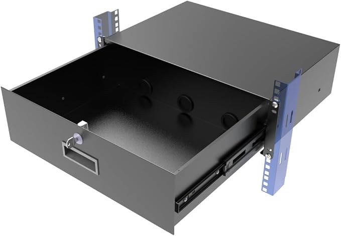 QiaoYoubang 3U Server Cabinet Case 19 Inch Rack Mount Lockable Drawer with Key, 12.6 Inch Depth (3U)