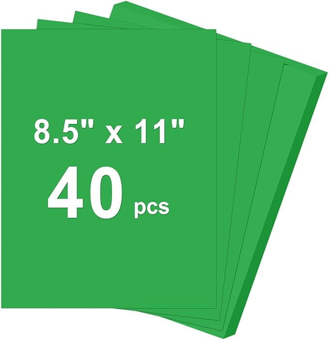 40 Sheets Cardstock 8.5x11, 65lb Dark Green Card Stock, Construction Paper, 180gsm Thick Printer Paper for Printing, Painting, Card Making, Kids School Supplies,Party Decorations