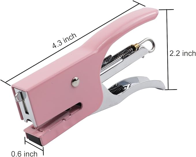 Aacehlh Small Hand-held Stapler Set, 15 Sheet Capacity, Includes 750Pcs Staples and A Staple Remover, Mini Desktop Stapler for Office, School, Home or Travel Use. (Pink)