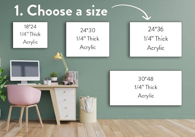 Acrylic Dry Erase Board for Wall with Stylish Border - Shipped Next Day, Made in USA, Non-Magnetic Whiteboard, Wall Mounted Board, Easy to Clean (Clear - 30x36)