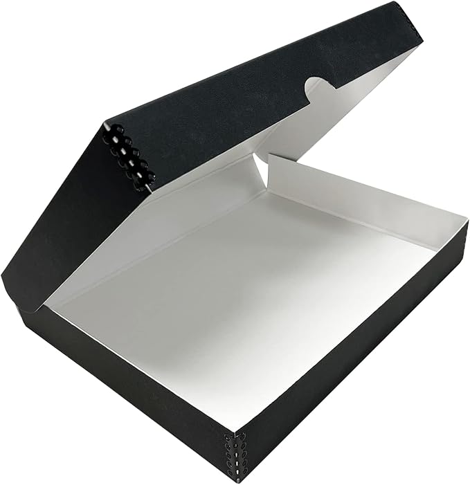 Lineco Folio Storage Box, Clamshell Design, 9.5x12.5x1.75 Inches, Archival Boxboard, Preserve Photos, Cards, Magazines, Documents, Art, Ephemera, Family Records, Black, Pack of 1