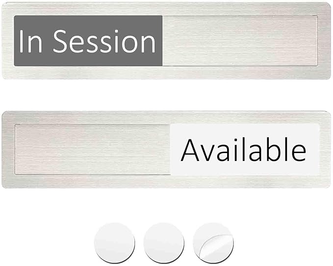 In Session or Available Sign,Vacant Occupied Indicator for Home Office Hotles Hospital Restroom, Slider Door Sign Tells Whether Room in Use or Available-7'' x 1.5'' - Stainless Steel,Grey&White