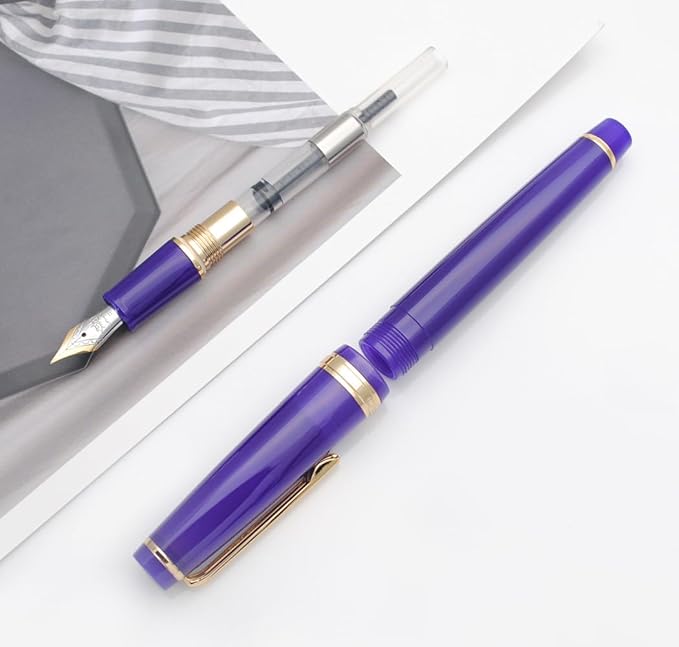 JINHAO 82 Fountain Pen (Transparent Navy Blue,Fine Nib 0.5mm)