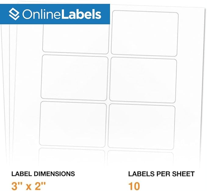 3 x 2 Rectangle Labels - Permanent, White Matte - Wax Melt, Soap, Address Labels - Pack of 100 Labels, 10 Sheets - Inkjet/Laser Printers - Online Labels
