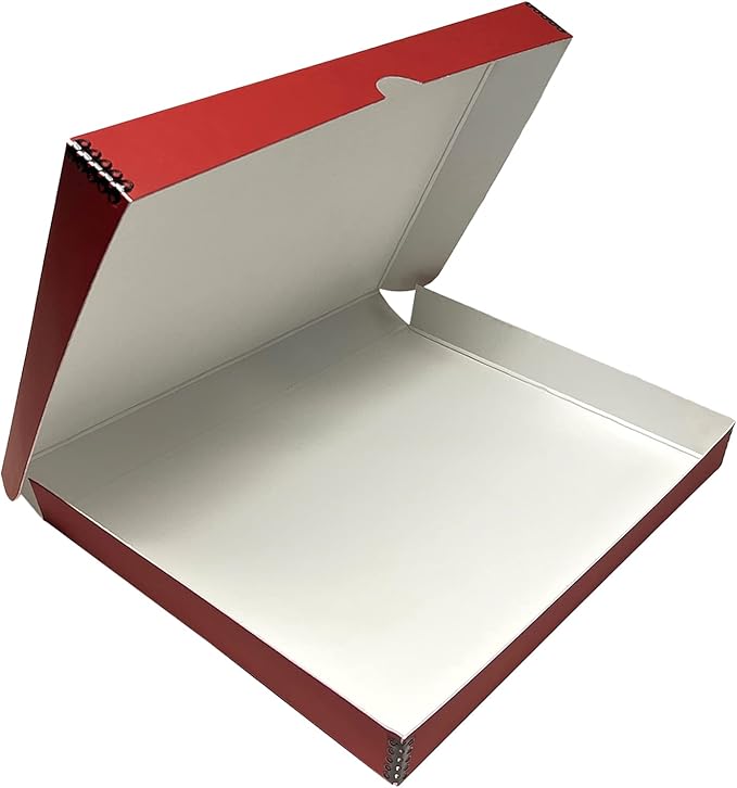 Lineco Folio Storage Box, Faux Leather Cover, Clamshell Design, 9.5x12.5x1.75 Inches, Archival Boxboard, Preserve Photos, Cards, Magazines, Documents, Art, Ephemera, Family Records, Red, Pack of 1