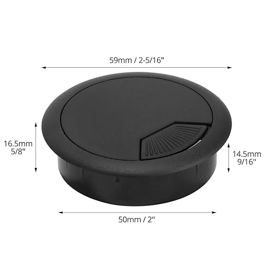 QWORK Desk Grommet –100 Pack 2 in Cable Gromme, Plastic Desk Cable Hole Cover Organizers, Black