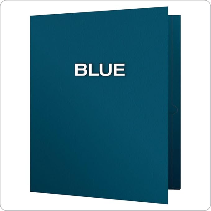 Oxford Twin-Pocket Folders, Textured Paper, Letter Size, Blue, Holds 100 Sheets, Box of 25 (57502EE)