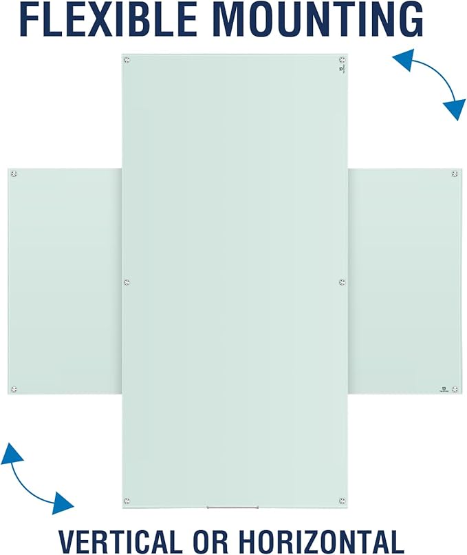 TSJ OFFICE Glass Dry-Erase Board - 8 x 4 Ft Wall Mounted Glass Magnetic Whiteboard, 96" x 48" Extra Large Frameless White Board for Office, Home & School