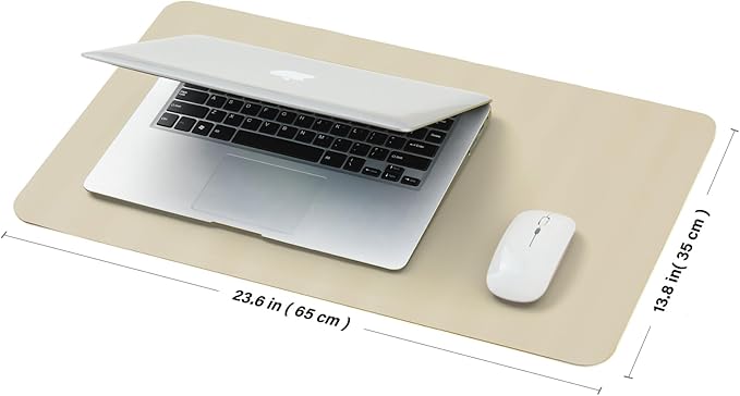 Leather Desk Mat - Small Non-Slip PU Desk Pad for Office and Home - Desk Organization and Accessories - Ideal for Large Mouse Pad and Small Desk Mats on Top of Desks (Beige,23.6"x 13.8")