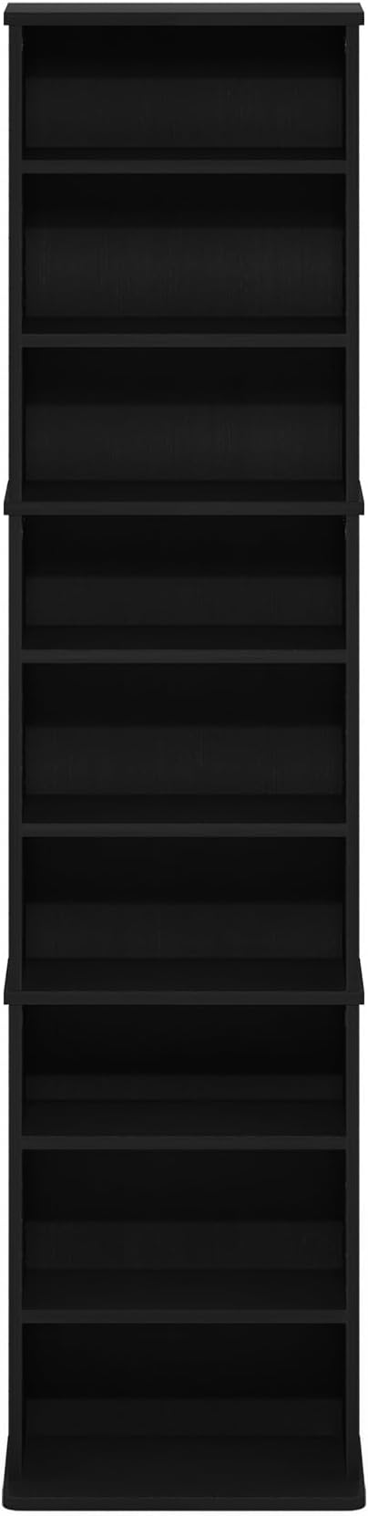 Furinno Jaya DVD Shelf, 9-Shelf Tall Narrow CD Rack, Media Shelf with Adjustable Shelves, DVD Storage Cabinets for CD Blueray Game Disc, Easy Assembly, for Living Room, Home Office, Americano