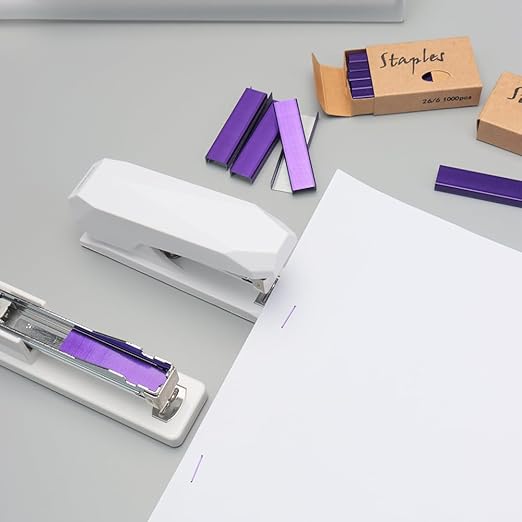 NatSumeBasics 6000 Purple Staples 26/6 Standard Colored Staple for Refill Desk Manual Stapler School Office Supplies Accessories (Purple)