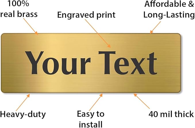 SmartSign Custom Brass Sign - 2" x 6", 40 mil REAL Bugle Brass Metal, Personalized Name Door Sign, Heavy-Duty Premium Engraved Door/Wall Mount Plaque for Business/Office, Gold and Black