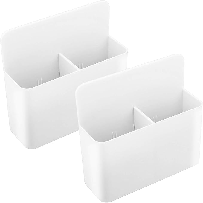 MoKo Pack of 2 Magnetic Dry Erase Marker Holder, Pen Pencil Holder Storage Organizer for Whiteboard, Refrigerator and Other Magnetic Surfaces, White