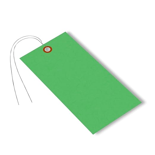 SmartSign (Pack of 1000) 6.25 x 3.125 inch “Green” Blank Tyvek Shipping Tags with Wire, Size #8, 8 mil Thick Tyvek