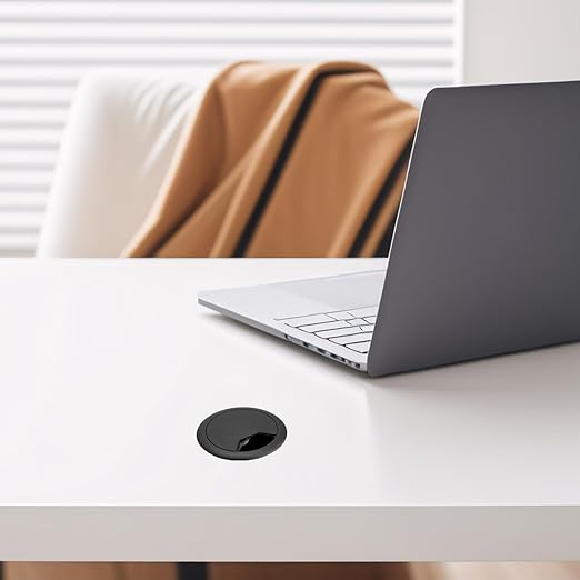 QWORK Desk Grommet –100 Pack 2 in Cable Gromme, Plastic Desk Cable Hole Cover Organizers, Black