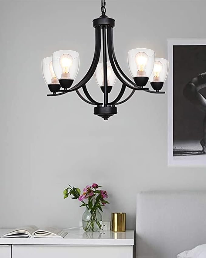 Eidonta 4 Pack Clear Glass Shade Replacements, Bell Shaped Glass Shade Covers for Ceiling Fan Light Fixture, 4.92"High, 4.72"Diameter, 1.65 "Fitter, High Transmittance Globe Lampshades for Vanity