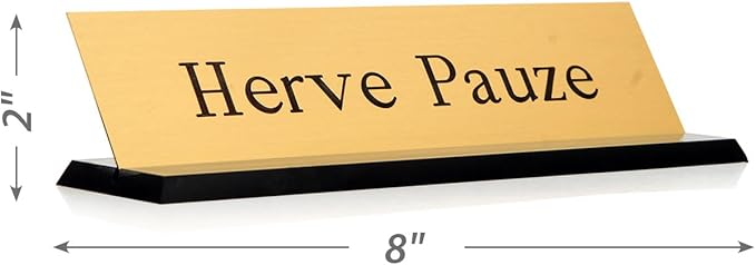 SmartSign Brass Name Plate for Desk | Premium Engraved Nameplate with Desk Holder | 2" x 8" Solid Brass, Personalized Desk Plate, Gold, Made in USA