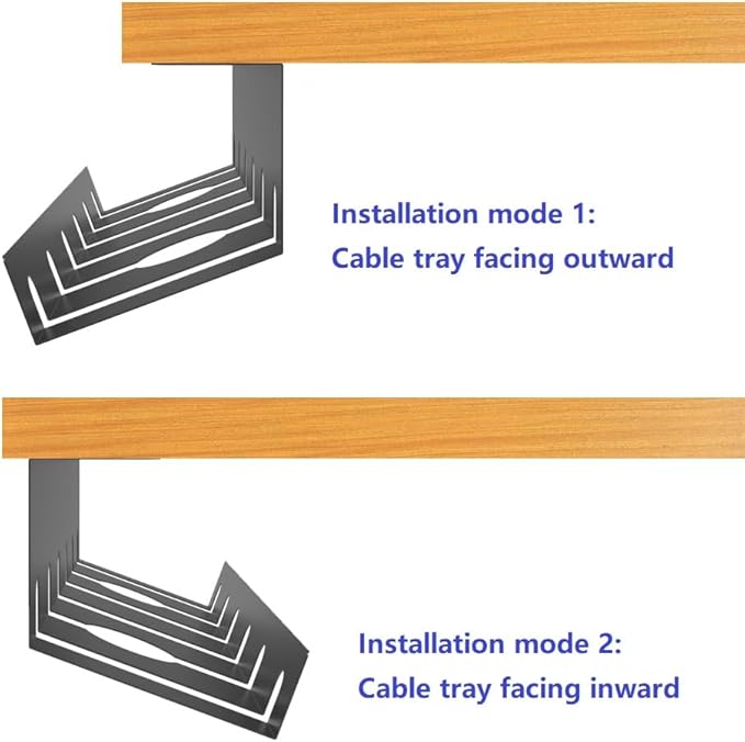 QiaoYoubang 2 Pcs of Cable Management Under Desk for Easy Mounting Metal Under Desk Cable Organizer for Office, Home Cable Tray Holder (UnderDeskCM)