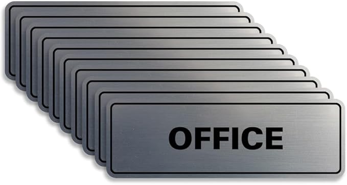 Signs ByLITA Standard Office Sign - Professional Business Signage - Easy to Install (Brushed Silver) - Small 10 Pack