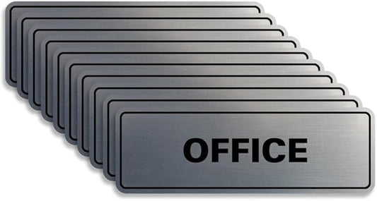 Signs ByLITA Standard Office Sign - Professional Business Signage - Easy to Install (Brushed Silver) - Large10 Pack