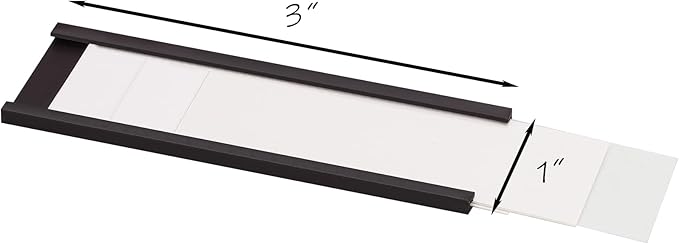 Realth C Channel Magnetic Label Holders 50 Pack 1'' x 3'' with Paper Inserts and Clear Plastic Protectors, Magnetic Data Card Holders File Cabinet Labels for Metal Racks and Shelves