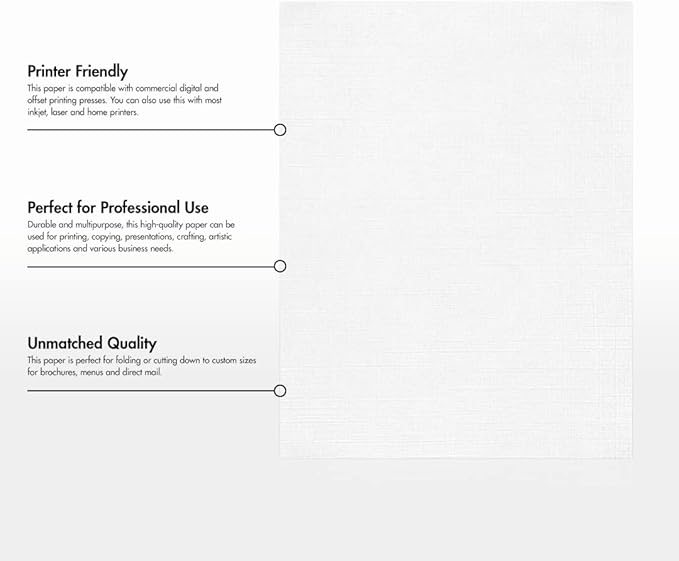 LUXPaper 8.5" x 11" Classic Linen Paper | Letter Size | Avon Brilliant White | 70lb. Text | 1,000 Qty