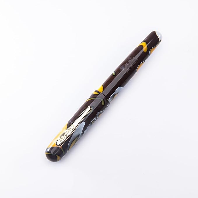 Conklin All American Fountain Pen in Yellowstone – Medium Nib, Unique Yellow, Brown & White Design – Ideal Gift for Professionals & Pen Collectors