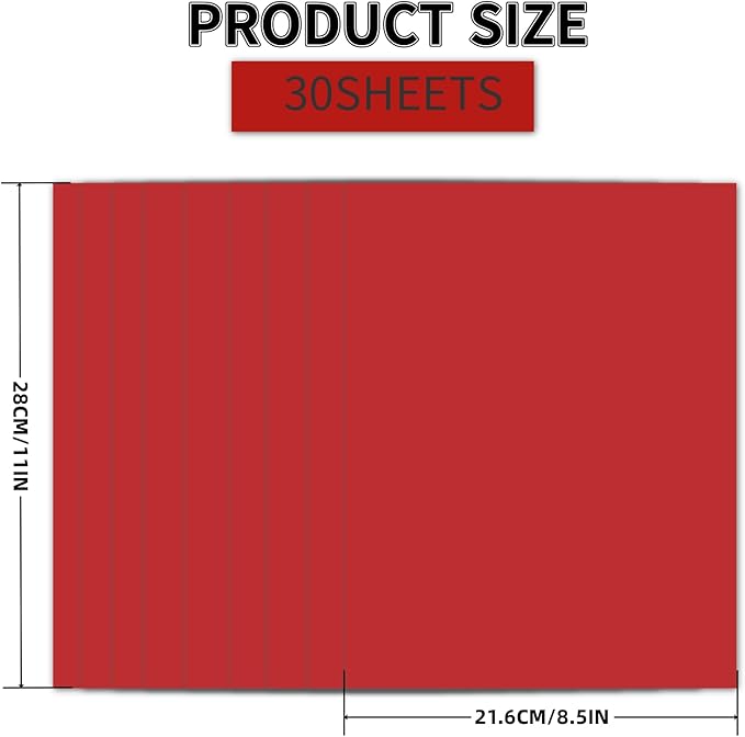 30 Sheets Red Cardstock 8.5'' x 11'', 250gsm/90lb Heavyweight Cover Cardstock Paper, Thick and Smooth Card Stock Perfect for Invitations, Menus, DIY Cards, Arts and Crafts
