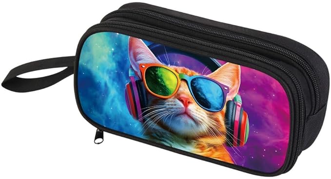 HiGaits Pencil Case for Boys,Multi-Slot Large Capacity Pencil Pouch with Soft Zipper, Durable Pen Box Cat