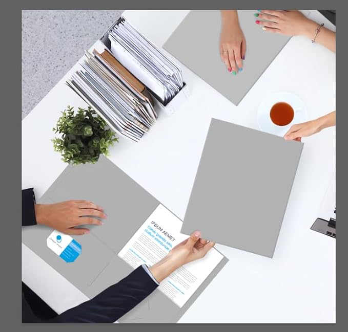 Two Pocket Folders, PANDRI 30 Pack 2 Pocket Folders, Letter Size Paper File Folder for School Office Home Business, Gray