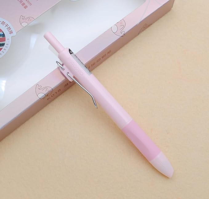 xixixiaozhu OASO K018 Sealed Retractable Fountain Pen Set 0.5mm with 2pcs Blue Ink Cartridges Smooth Writing for School Students (Light Pink)