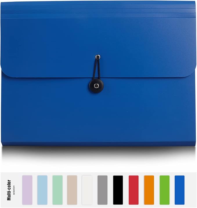 Nicfaec Expanding File Folder, 13 Pockets, Blue, Polypropylener,for Work, School, Home, Office