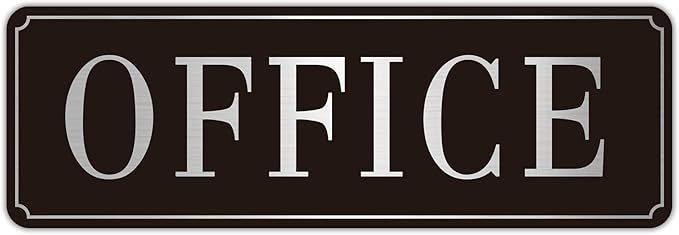 The Office Door Sign for Home and Business，Self-Adhesive Waterproof and Fade-Resistant Modern Brushed Silver Office Sign Sticker for House，Business，Door, Window（Silver）