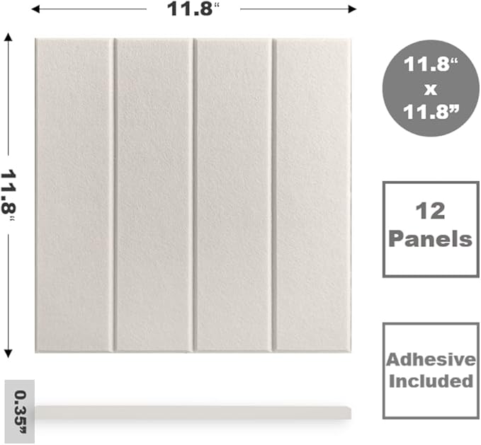 DECORITA Felt Bulletin Board Tiles | Modern Cork Board Alternative | Large Cork Boards for Walls | Aesthetic Felt Wall Panels for Office & Home Decor | Pinboard & Photo Board (12-Pack) | Beige