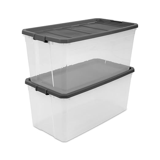 Sterilite 3-Pack Modular Stacker Box, Durable Clear Plastic Storage Bins with Latching Lids, 200 Quart - Stackable Organizing Container Boxes for Closet, Bathroom, and Office