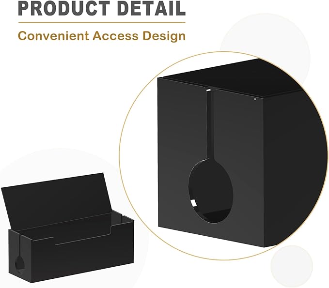 Cable Management Box, 2 Open Slots Cords Hider Box, Under Desk Power Strip Organizer and Floor Cables Storage, Black