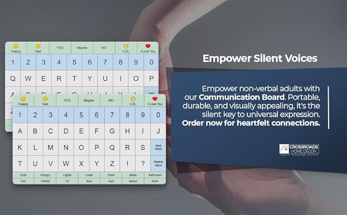 Adult Communication Board - Non-Slip, Portable Letter Chart for Non-Verbal, Stroke Recovery, Effective Visual Aids for Non-Speaking Patients, Pain Scale, QWERTY or ABC (QWERTY - 3 Pack)