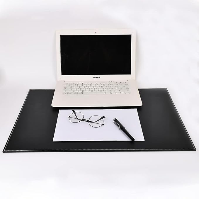 KINGFOM Desk Pad & Mat 24" x 18" Protector Large Mouse Pad PU Leather for Desktops and Laptops (Black)