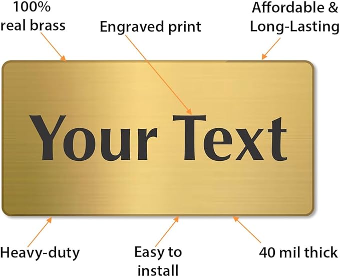 SmartSign Custom Brass Sign - 2" x 4", 40 mil REAL Bugle Brass Metal, Personalized Name Door Sign, Heavy-Duty Premium Engraved Door/Wall Mount Plaque for Business/Office, Gold and Black