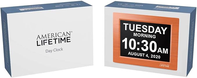American Lifetime New 2026 Dementia Clock Large Digital Clock for Seniors, Large Display with Custom Alarms, Calendar Clock with Day & Date for Elderly, Clear Numbers Alzheimer Digital Clock Wood