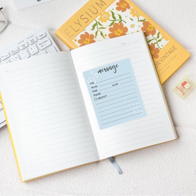 6 Pieces Telephone Message Sticky Notes Pads 4 x 5 Inch Self Adhesive Book Call Back Notepad for Work Call, Office Supplies 50 Sheets/Pack 6 Design (Blue)