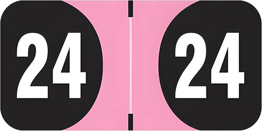 2024 Year Stickers, Doctor Stuff 2024 Chart Stickers, Pink/Black Color Coded, Arden Style, USA Made Year Labels for End Tab File Folders, 500/Roll, 1 Roll, 3/4" x 1-1/2"
