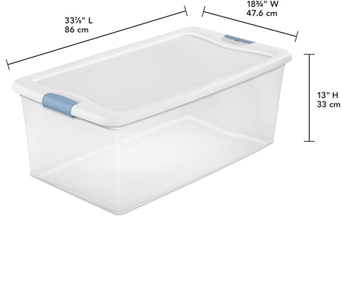 Sterilite 20-Pack Latching Box, Under Bed Storage Bins with Lids, Clear Plastic, 106 Quart - Heavy-Duty Organizing Containers for Closet, Bathroom, and Office