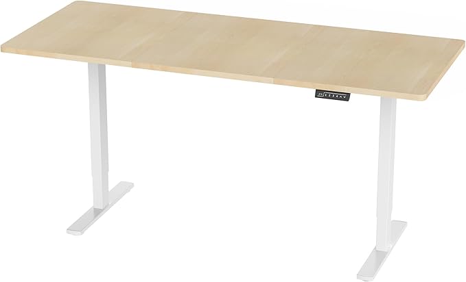VIVO Electric 71 x 30 in Standing Desk, Memory Height Adjustment, 1B Series, Holds 220 lbs, Light Wood Top White Frame, DESK-KIT-1W7C